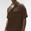 Satin Horizon Kurzarmshirt – Espresso