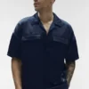 Satin Horizon Kurzarmshirt – Navy
