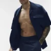 Satin Horizon Kurzarmshirt – Navy