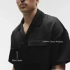 Satin Horizon Kurzarmshirt – Schwarz