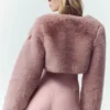 Schicke, kurze Jacke aus Kunstfell – Pink Champagne