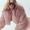 Schicke, kurze Jacke aus Kunstfell – Pink Champagne