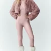 Schicke, kurze Jacke aus Kunstfell – Pink Champagne