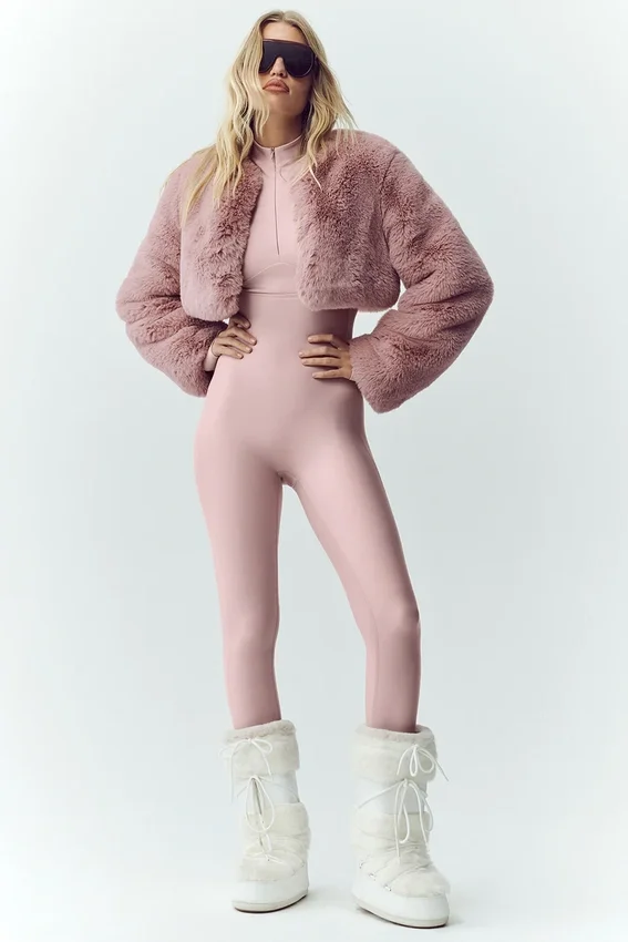 Schicke, kurze Jacke aus Kunstfell – Pink Champagne