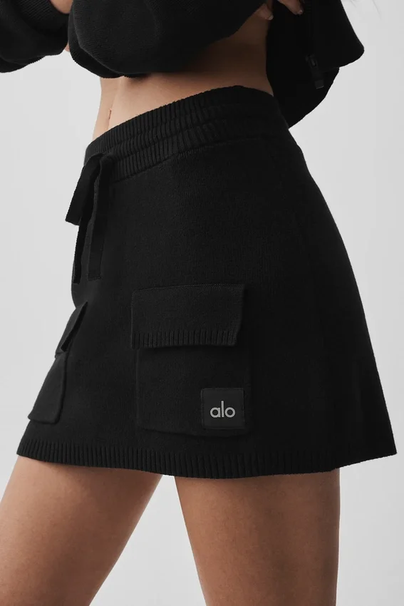 Scholar Knit Cargo-Rock – Schwarz