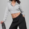 Scholar Knit Cropped Full Zip Jacke – Athletic Heather Grey