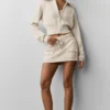 Scholar Knit Cropped Full Zip Jacke – Oatmeal Heather