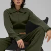Scholar Knit Cropped Full Zip Jacke – Olivgrün