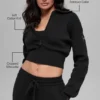 Scholar Knit Cropped Full Zip Jacke – Schwarz