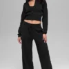 Scholar Knit Cropped Full Zip Jacke – Schwarz