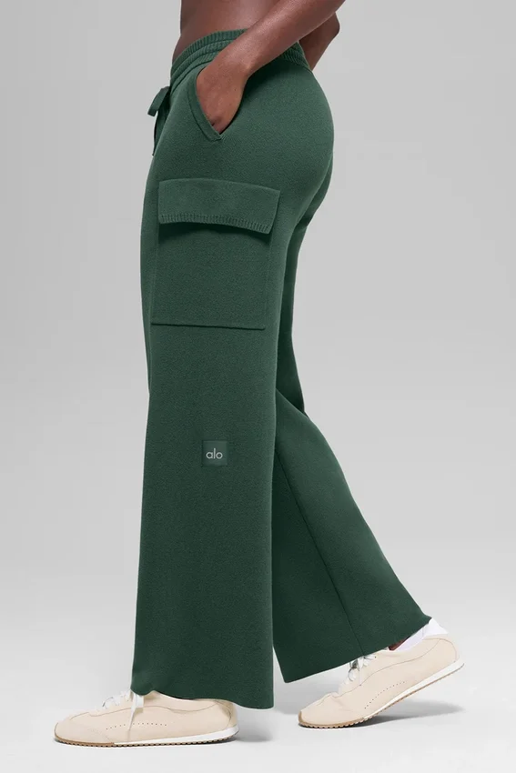 Scholar Knit High-Waist Cargo Hose – Clover Green