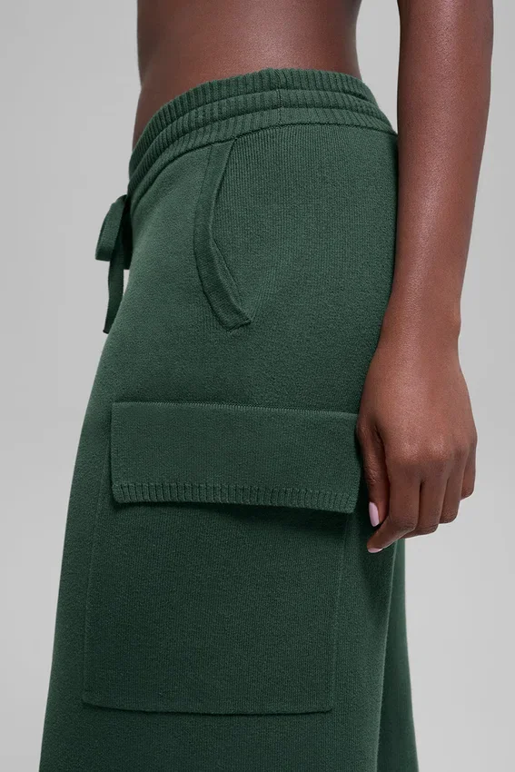 Scholar Knit High-Waist Cargo Hose – Clover Green