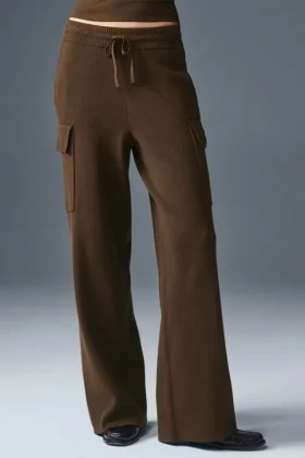 Scholar Knit High-Waist Cargo Hose – Espresso