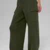 Scholar Knit High-Waist Cargo Hose – Olivgrün