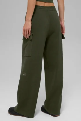 Scholar Knit High-Waist Cargo Hose – Olivgrün