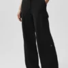 Scholar Knit High-Waist Cargo Hose – Schwarz