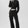 Scholar Knit High-Waist Cargo Hose – Schwarz