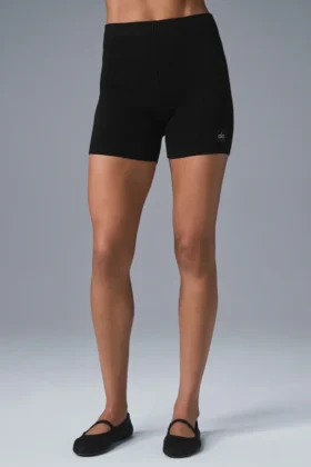 Scholar Knit High-Waist-Shorts – Schwarz
