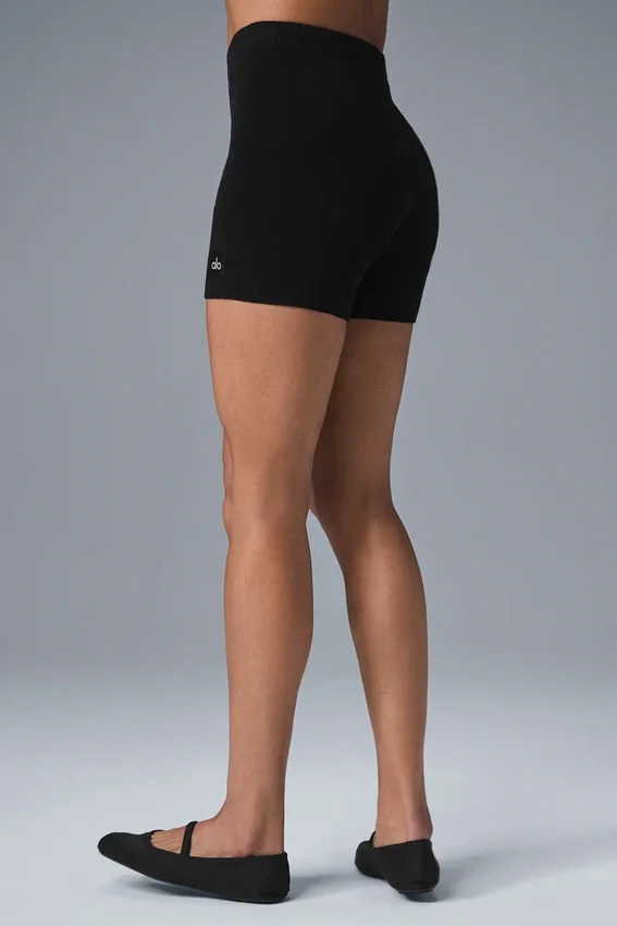 Scholar Knit High-Waist-Shorts – Schwarz