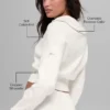 Scholar Knit kurze Jacke mit durchgehendem Reißverschluss – Elfenbein