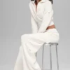 Scholar Knit kurze Jacke mit durchgehendem Reißverschluss – Elfenbein