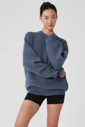 Scholar-Pullover mit Rundhalsausschnitt – Bluestone