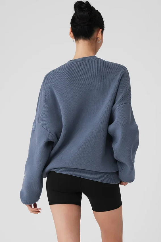 Scholar-Pullover mit Rundhalsausschnitt – Bluestone