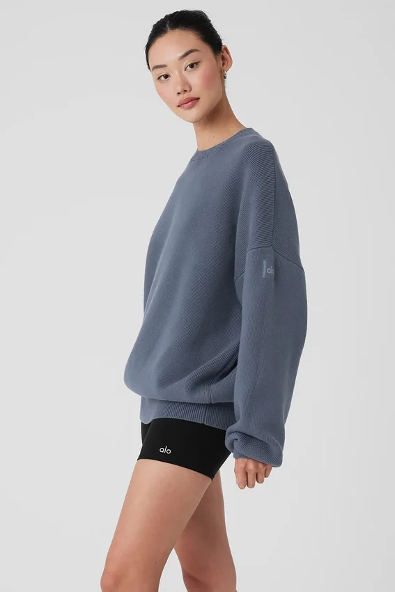 Scholar-Pullover mit Rundhalsausschnitt – Bluestone