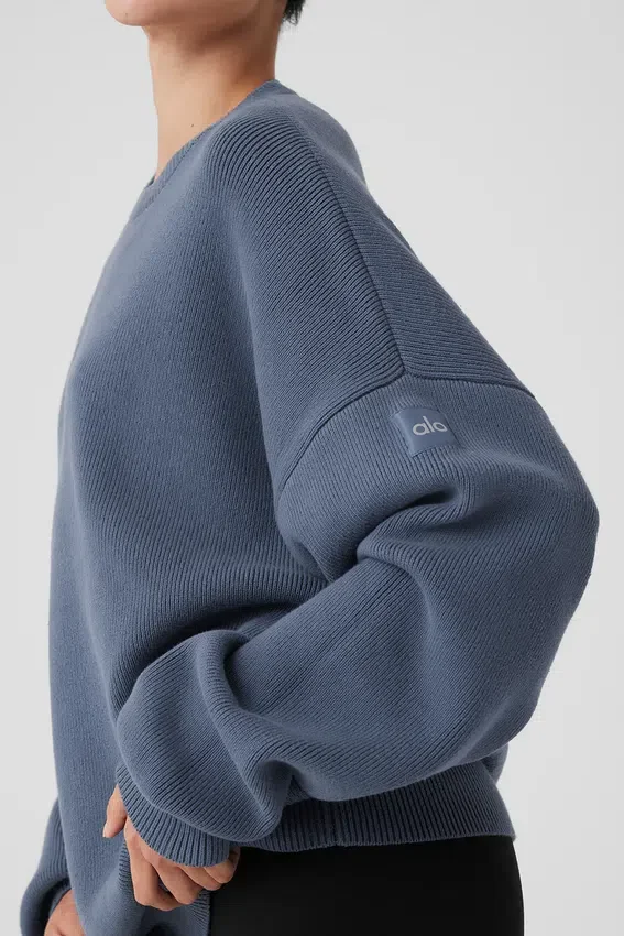 Scholar-Pullover mit Rundhalsausschnitt – Bluestone