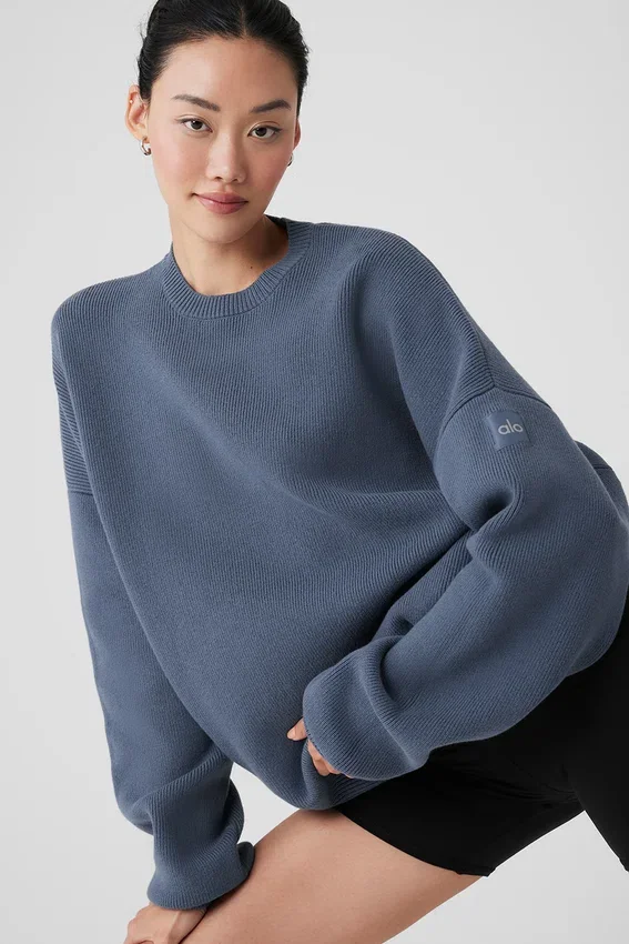 Scholar-Pullover mit Rundhalsausschnitt – Bluestone