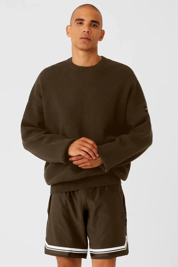Scholar-Pullover mit Rundhalsausschnitt – Espresso