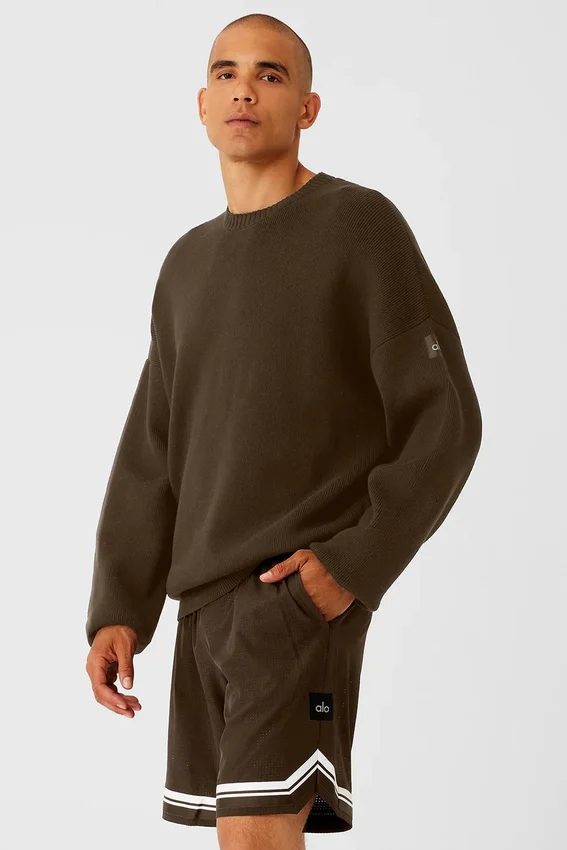 Scholar-Pullover mit Rundhalsausschnitt – Espresso