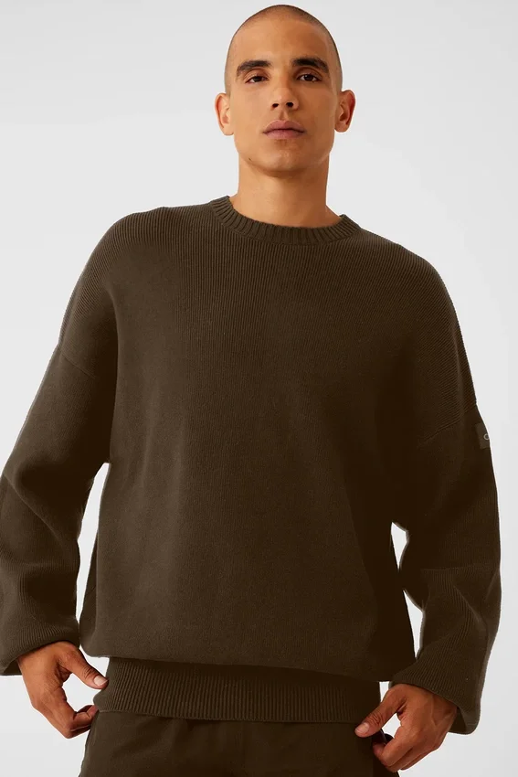 Scholar-Pullover mit Rundhalsausschnitt – Espresso