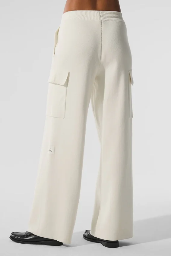 Scholar Strick-Cargo-Hose mit High-Waist – Elfenbein