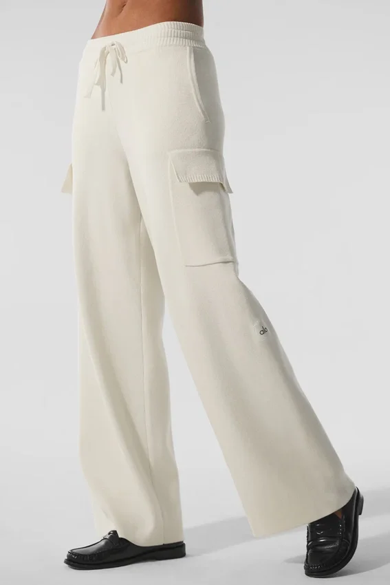 Scholar Strick-Cargo-Hose mit High-Waist – Elfenbein