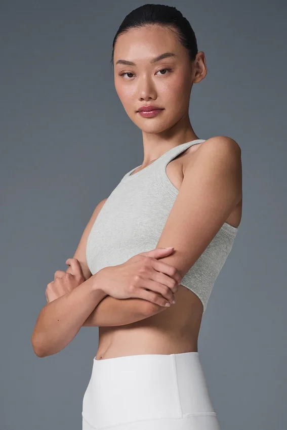 Seamless Delight High Neck Bra – Athletic Heather Grey