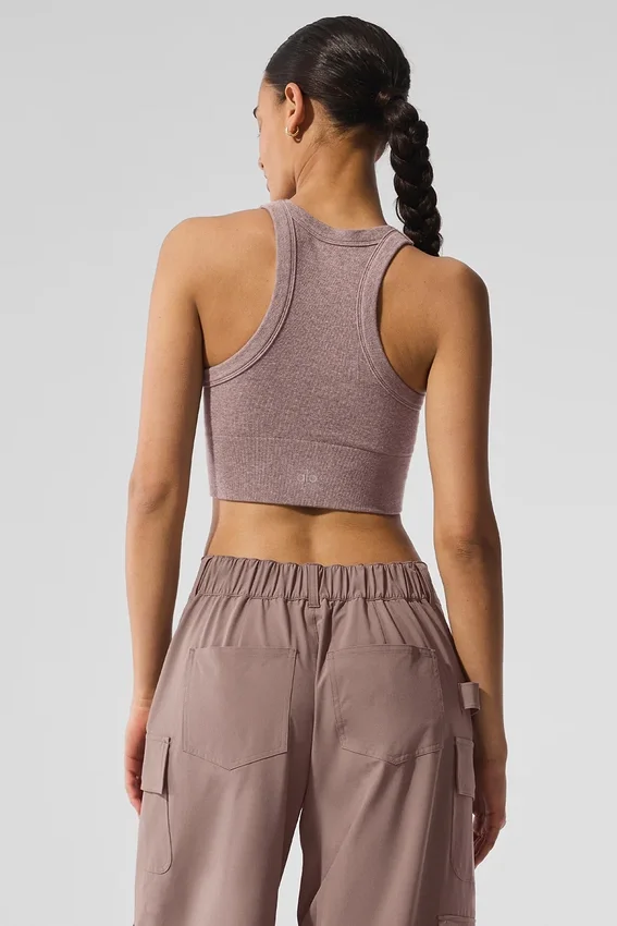 Seamless Delight High Neck Bra – Mushroom Heather
