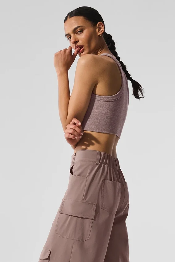Seamless Delight High Neck Bra – Mushroom Heather