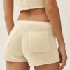 Seiden-Kaschmir-Shorts „Heatwave“ mit mittlerer Leibhöhe – Sandy Beige