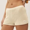 Seiden-Kaschmir-Shorts „Heatwave“ mit mittlerer Leibhöhe – Sandy Beige