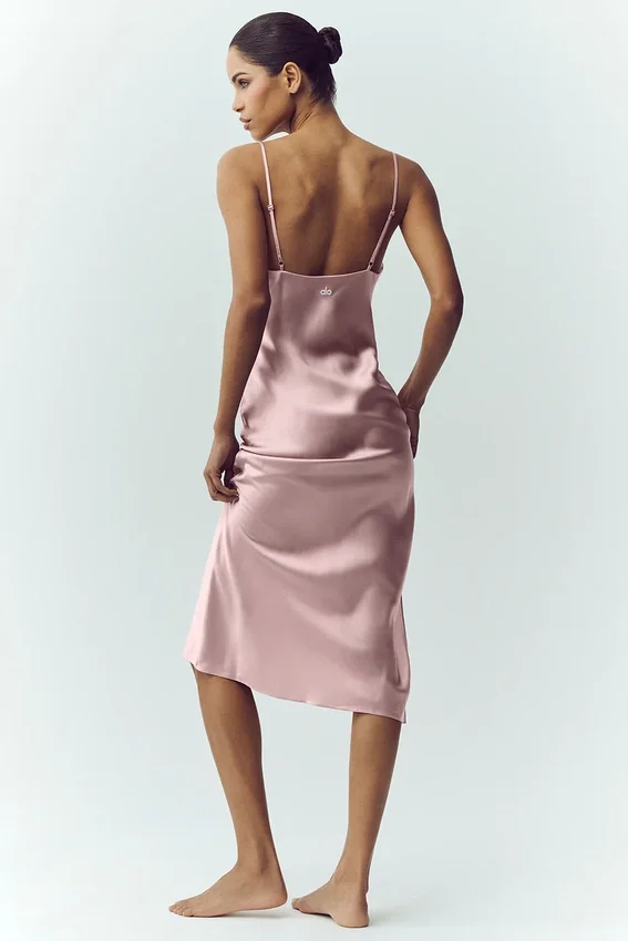 Seiden-Slip-Kleid „Luminous“ – Pink Champagne