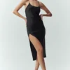 Seiden-Slipkleid „Luminous“ – Schwarz