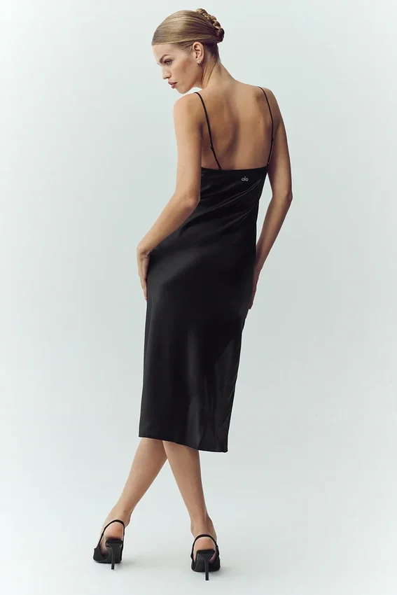 Seiden-Slipkleid „Luminous“ – Schwarz