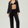 Seidenbluse „Luminous“ mit Knopfleiste – Schwarz
