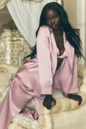 Seidenhemd „Luminous“ mit Knöpfen – Pink Champagne