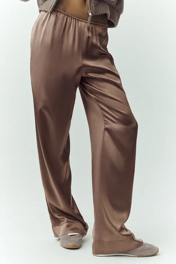 Seidenhose „Luminous“ (lang) – Alpine Cocoa