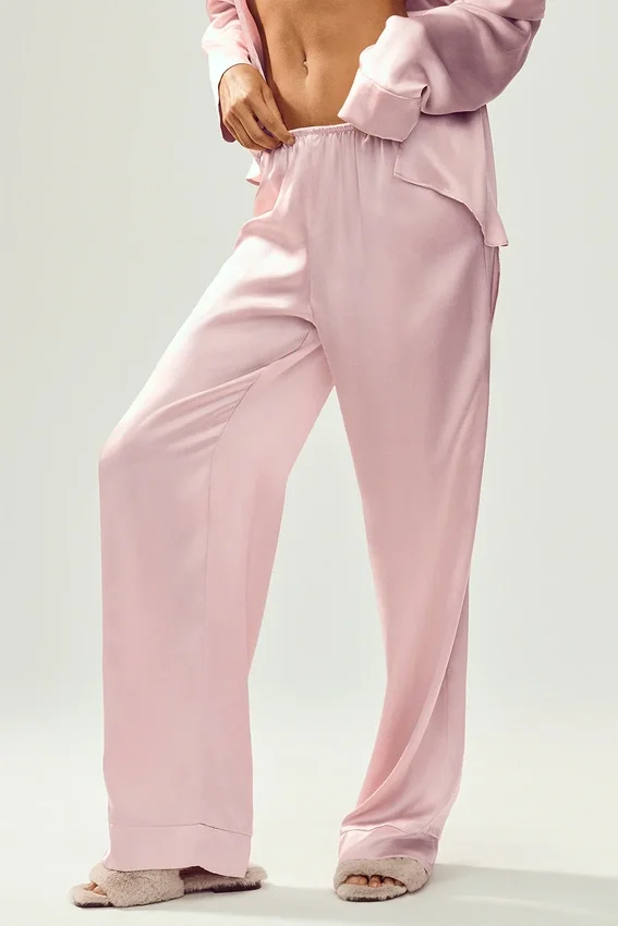 Seidenhose „Luminous“ (lang) – Pink Champagne