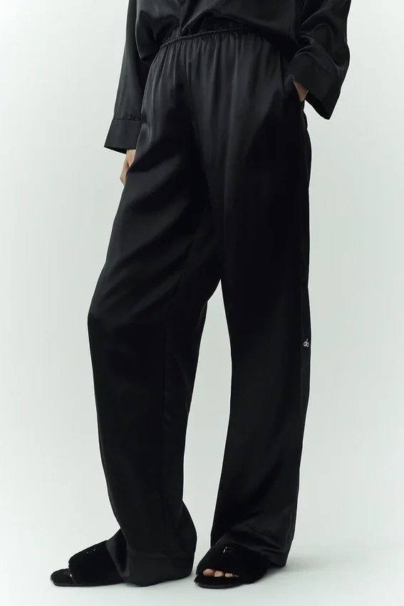 Seidenhose „Luminous“ (lang) – Schwarz
