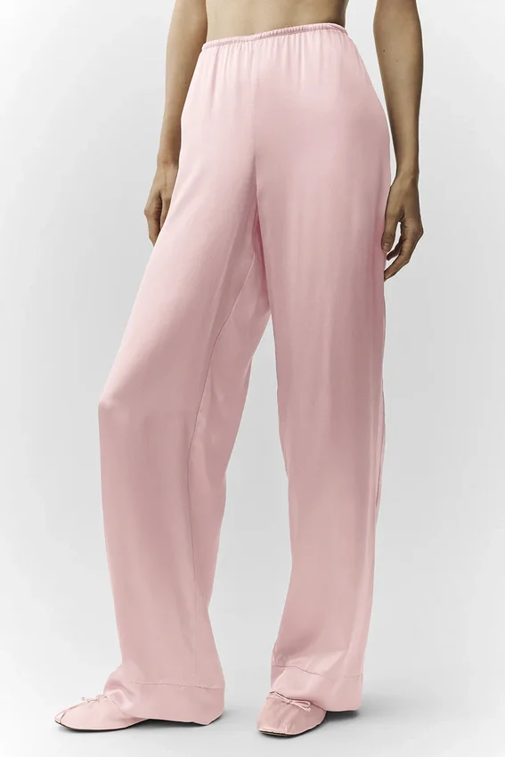 Seidenhose „Luminous“ (Regular) – Pink Champagne