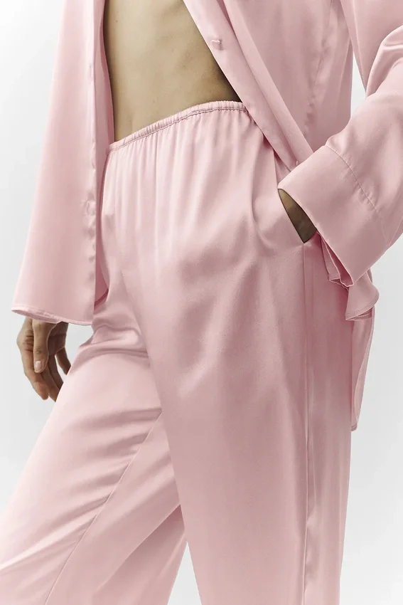 Seidenhose „Luminous“ (Regular) – Pink Champagne